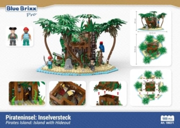BlueBrixx Pro 108371 Pirateninsel: Inselversteck – 988 Klemmbausteine, Piraten Set, Geschenk für Schiffs- und Piratenfans, Standardsteine, Bausteine der Piraten-Serie - 4
