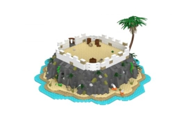 BlueBrixx Pro 108375 Gouverneursinsel: Insel-Erweiterung – 985 Klemmbausteine, Piraten Set, Geschenk für Schiffs- und Piratenfans, Standardsteine, Bausteine der Piraten-Serie - 1