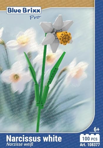 BlueBrixx Pro 108377 – Narzisse weiß aus Klemmbausteinen mit 100 Bauelementen - 1