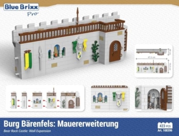 BlueBrixx Pro 108396 – Burg Bärenfels: Mauererweiterung aus Klemmbausteinen mit 423 Bauelementen. Kompatibel mit Anderen Klemmbausteinen. Lieferung in Originalverpackung. - 4