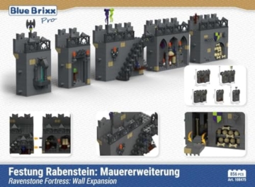BlueBrixx Pro 108475 – Festung Rabenstein: Mauererweiterung aus Klemmbausteinen mit 856 Bauelementen. Kompatibel mit Anderen Klemmbausteinen. Lieferung in Originalverpackung. - 7