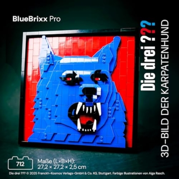 BlueBrixx Pro 108501 – Die DREI ???: 3D Bild: Der Karpatenhund aus Klemmbausteinen mit 712 Bauelementen - 2