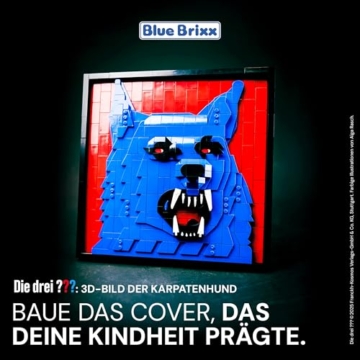 BlueBrixx Pro 108501 – Die DREI ???: 3D Bild: Der Karpatenhund aus Klemmbausteinen mit 712 Bauelementen - 5