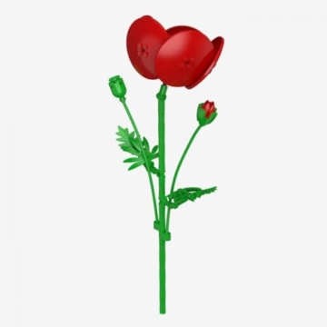 BlueBrixx Pro 108724 – Roter Klatschmohn aus Klemmbausteinen mit 111 Bauelementen - 2