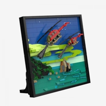 BlueBrixx Pro 108823 – Die DREI ???: 3D Bild: Toteninsel aus Klemmbausteinen mit 2493 Bauelementen - 5