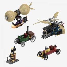 BlueBrixx Pro 108935 - Steampunk Motorwagen und Flugmaschinen aus Klemmbausteinen mit 1199 Bauelementen - 1