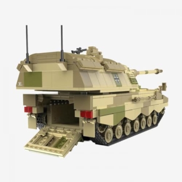BlueBrixx Pro 108944 – Panzerhaubitze 2000 Wüstentarn aus Klemmbausteinen mit 1385 Bauelementen - 3