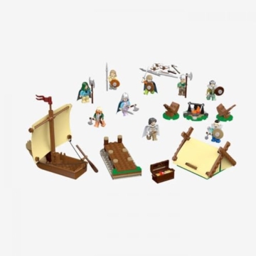 BlueBrixx Pro 109050 – Minifigurenpaket Wikinger aus 283 Klemmbausteinen, Burg Blaustein Set Geschenk für Minifiguren-Fans, Standardsteine - 2