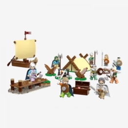 BlueBrixx Pro 109050 – Minifigurenpaket Wikinger aus 283 Klemmbausteinen, Burg Blaustein Set Geschenk für Minifiguren-Fans, Standardsteine - 1