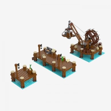 BlueBrixx Pro 109097 - Legenden der Schatzküste: Hafenerweiterung – 458 Klemmbausteine, Piraten Set, Geschenk für Schiffs- und Piratenfans, Standardsteine, Bausteine der Piraten-Serie - 9