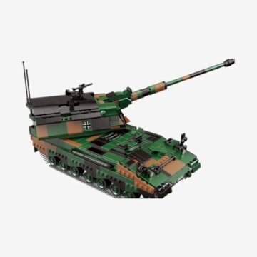 BlueBrixx Pro 109118 – Panzerhaubitze 2000, Bundeswehr aus Klemmbausteinen mit 1388 Bauelementen - 2