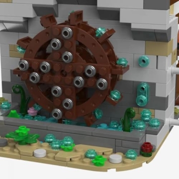 BlueBrixx Pro 109182 - Burg Bärenfels: Wassermühle aus Klemmbausteinen mit 916 Bauelementen - 5
