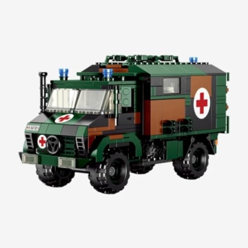 BlueBrixx Pro 109635 – LKW 2t GL Ambulanz, Bundeswehr aus Klemmbausteinen mit 585 Bauelementen - 1
