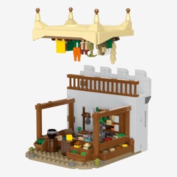 BlueBrixx Pro 109651 – Burg Bärenfels: Marktstand aus Klemmbausteinen mit 538 Bauelementen - 3