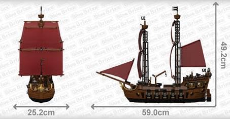 BlueBrixx Pro 108348 Pirateninsel: Brigantine Piratenschiff Maße
