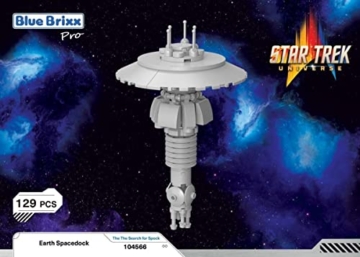 BlueBrixx Pro Star Trek Earth Spacedock – Miniatur-Modellbausatz für Erwachsene & Kinder, 129 Klemmbausteine, Detaillierte Replika aus „Auf der Suche nach Mr. Spock“, 100% kompatibel, 104566 - 2