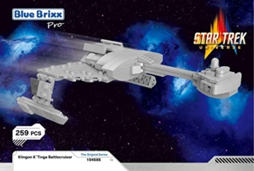 BlueBrixx Pro Star Trek Klingon K´Tinga Schlachtkreuzer – Mini-Modell aus 259 Klemmbausteinen – Detailliertes Replik des klingonischen Kriegsschiffs – Offiziell lizenziert – 100% kompatibel, 104565 - 2
