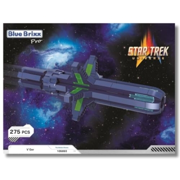 BlueBrixx Pro - Star Trek V'Ger - Mini-Modell-Bausatz für Erwachsene und Kinder, 275 Klemmbausteine, Offiziell lizenziert, Ausstellungsständer inklusive, 105693 - 4