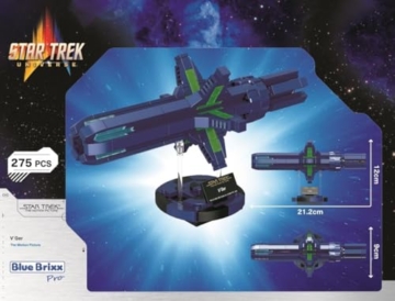 BlueBrixx Pro - Star Trek V'Ger - Mini-Modell-Bausatz für Erwachsene und Kinder, 275 Klemmbausteine, Offiziell lizenziert, Ausstellungsständer inklusive, 105693 - 5