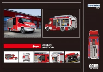 Bluebrixx Pro Ziegler MLF Z-Cab – Klemmbaustein-Set – Artikel-Nr. 107935 – Feuerwehr - Bestehend aus 2616 Bauelementen – Kompatibel mit Klemmbausteinen Anderer Hersteller - 2