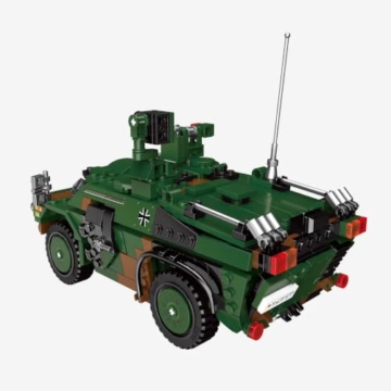BlueBrixx Spähwagen Fennek Bundeswehr, 710 Klemmbausteine, Radfahrzeug - 3