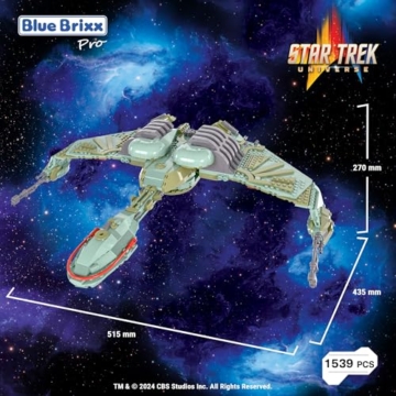 BlueBrixx Star Trek Klingon Bird-of-Prey Star Trek-Set Modellbausatz für Erwachsene, Klemmbausteine-Set aus 1539 Teilen mit Gedruckter Anleitung, Kompatibel mit Anderen Klemmbausteinmarken - 2