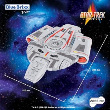 BlueBrixx – Star Trek USS Defiant NX-74205 – aus: Deep Space Nine – großartiges Displaymodell – mit 2865 Klemmbausteinen – 100% kompatibel – ORIGINAL-Lizenz, 104965 - 2