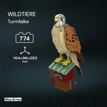 BlueBrixx Turmfalke, 774 Klemmbausteine, Vogelmodell mit Standfuß - 2