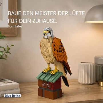 BlueBrixx Turmfalke, 774 Klemmbausteine, Vogelmodell mit Standfuß - 5