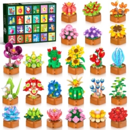 Blumen Adventskalender Weihnachten 2026 – Mini Bausteine für Kinder ab 8+ - 1