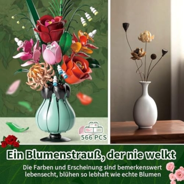 Blumen Strauß Baukasten, – Rosen, Lotus, Maiglöckchen für Erwachsene und Mädchen, Botanical Collection Bauklotz Spielzeug Pflanzen Home Deko, Valentinstag, Geburtstag, Muttertag, Weihnachten Geschenk - 4