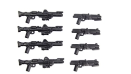BrickArms Clone Trooper Blaster Pack | 8-teiliges Set | Hohe Qualität | Made in USA | Kompatibel mit Star Wars™ Minifiguren - Enthält 4 DC-15A Blastergewehre und 4 DC-15S Blasterkarabiner - 1