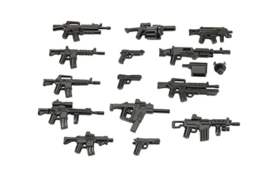 BrickArms Modern Combat Frontline Waffenset | Set enthält 14 Waffen | Geeignet für Klemmbaustein Figuren