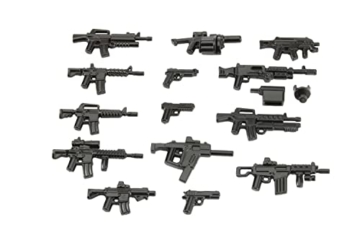 BrickArms Modern Combat Frontline Waffenset | Set enthält 14 Waffen | Geeignet für Klemmbaustein Figuren