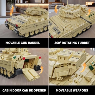 Brihappen Militär Panzer Bausteine Set, Panzer klemmbausteine Modell Bauspielzeug Sammlerstück, Geschenk für Erwachsene und Jugendliche ab 14+ (Stil 4) - 3