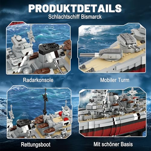 Brihappen Bismarck – WWII Schlachtschiff Klemmbaustein-Set (2081 Teile)