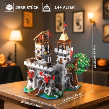 Brihappen Mittelalterlicher Burg 2568-teiliges Klemmbaustein-Set Maße