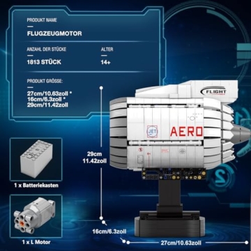Brihappen Flugzeugmotor aus Klemmbausteinen Maße