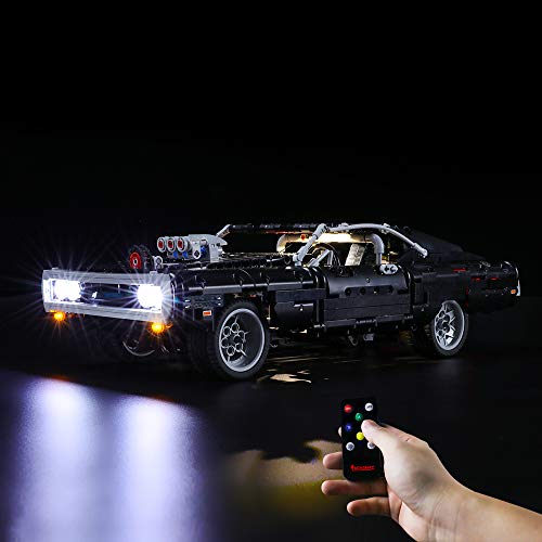 BRIKSMAX Led Beleuchtungsset für Dom's Dodge Charger,Kompatibel Mit LEGO 42111 Bausteinen Modell -Ohne LEGO Set (Fernbedienungsversion) - 1