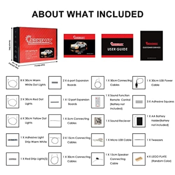 BRIKSMAX Led Beleuchtungsset für LEGO Creator Porsche 911 - Compatible with LEGO 10295 Bausteinen Modell - Ohne LEGO Set（Fernbedienungsversion） - 6