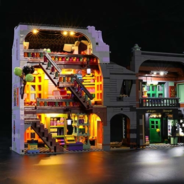 BRIKSMAX LED-Beleuchtungsset für Lego Harry Potter Winkelgasse, LED-Beleuchtungsset-Add-on für Lego Set 75978 -ohne Lego-Modell (Fernbedienungsversion) - 3