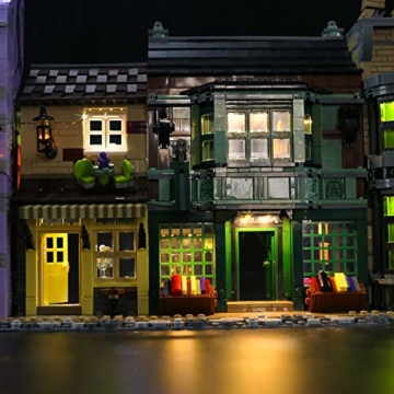 BRIKSMAX LED-Beleuchtungsset für Lego Harry Potter Winkelgasse, LED-Beleuchtungsset-Add-on für Lego Set 75978 -ohne Lego-Modell (Fernbedienungsversion) - 6