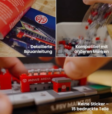 BRYX MEWA Arena 1. FSV Mainz 05 Klemmbausteine Set – Lizenziertes Microscale Fußballstadion Modell, Stadium Series Bausatz für Fans ab 14 Jahren (397 Teile) - 4