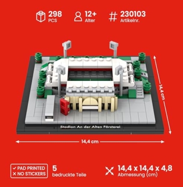 BRYX Stadion An der Alten Försterei -FC Union Berlin Klemmbausteine Set – Lizenziertes Microscale Fußballstadion Modell, Stadium Series Bausatz für Fans ab 12 Jahren (298 Teile) - 3