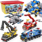 burgkidz Bausteine ​​Kinder Spielen Autos Spielzeugset, 6-In-1 Transform Montage Spaß Fahrzeuge in 28 Verschiedenen Modellen, 1058 Teile Kleine Kreative Bausteine ​​Kits Mit Aufbewahrungsbox - 1