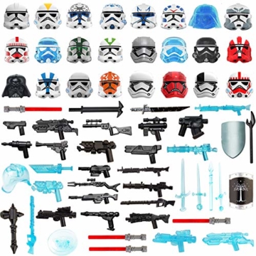 Bybo Waffen Set Kompatibel Mit Lego Star Wars Minifiguren, Sci-fi Waffe Set und Maske, Helm Kompatibel Mit Lego Figuren Soldaten