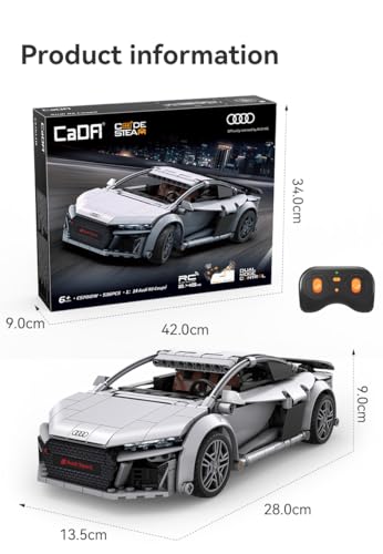 CADA - Audi R8 Coupé - 536 Teile - Sportwagen im Maßstab 1:14 - App+RC - (DeQuBe 927DE57012) - 3
