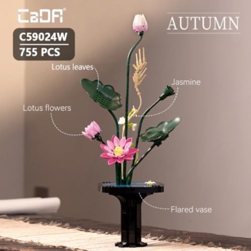 CaDA C59024W Botanicals Flower Bouquet,Summer Bauspielzeugset für Erwachsene,751Teile Bausteine Blumenstrauß Klemmbausteine, Bonsai Botanical Kollektion Bauklötz Pflanzen Home Deko, Geschenk für 14+ - 2