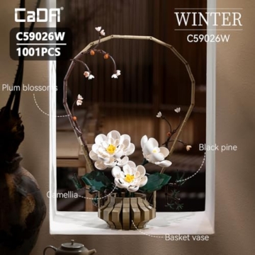 CaDA C59026W Blumen-Bauset für Erwachsene, botanisches Blumen-Bauset, dekoratives Blumenarrangement-Modell für Heimdekoration und Stressabbau, 990 Teile - 2