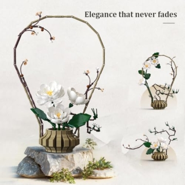 CaDA C59026W Blumen-Bauset für Erwachsene, botanisches Blumen-Bauset, dekoratives Blumenarrangement-Modell für Heimdekoration und Stressabbau, 990 Teile - 5